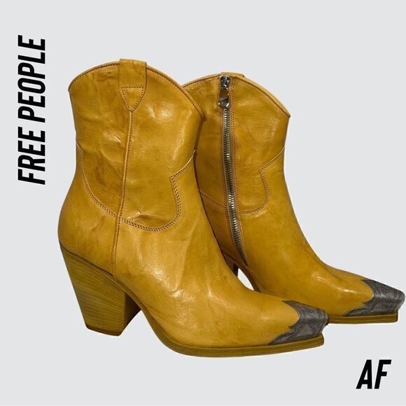 FREE PEOPLE BRAYDEN BOOTS ANKLE HIGH MANGO NEW - Picture 1 of 9